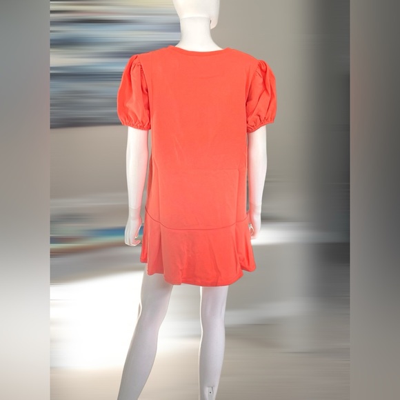 PEACH LOVE CALIFORNIA puff sleeve sequin bunny ruffle bottom hem dress S M L - Picture 6 of 8